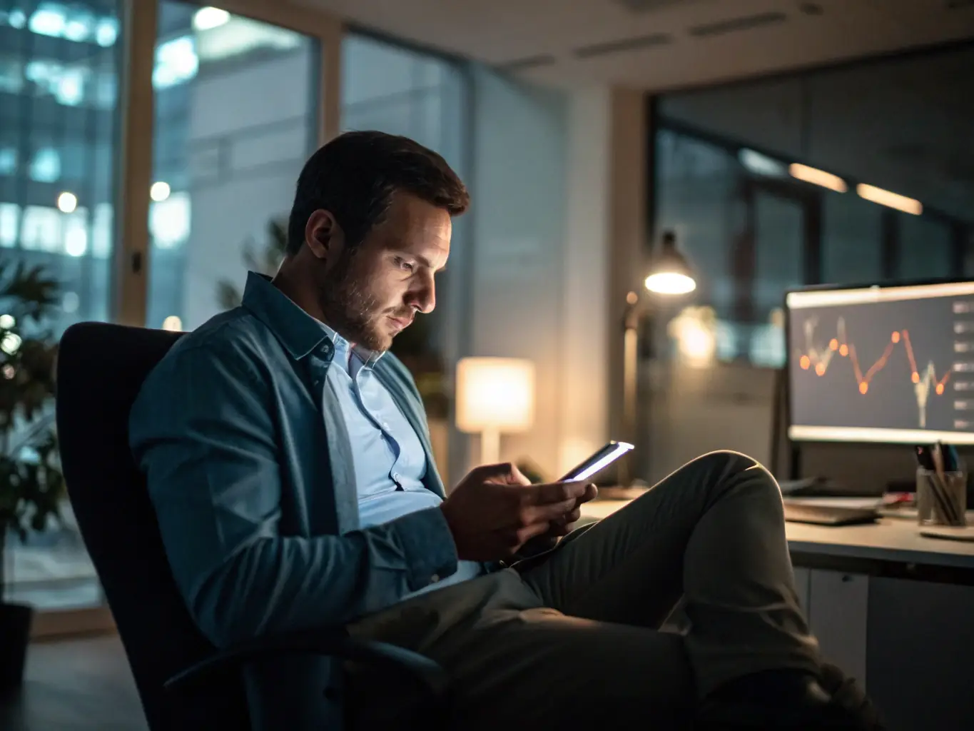 A professional scene showing a trader sharing a referral link with a colleague, with digital gold highlights and a trading platform interface in the background, illustrating the process of inviting clients.